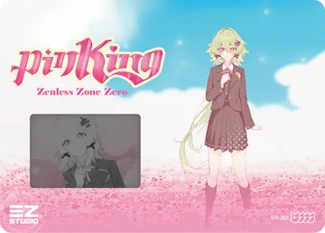 ZZZ card sample: Horizontal design with an inset window. Pink-and-blue idol composition. Inclusion is random.